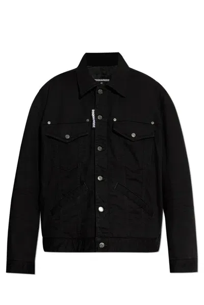 Dsquared2 Black Bull Over Denim Jacket In Schwarz