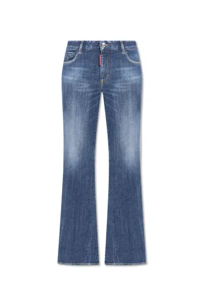 Dsquared2 Logo Patch Flared Jeans In Blue