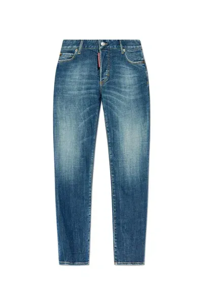 Dsquared2 Logo Patch Skinny Jeans In Blue