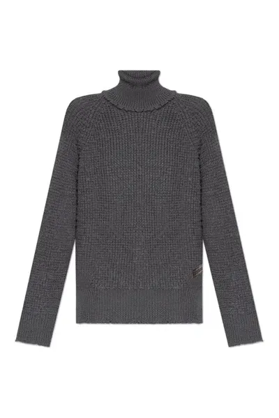 Dsquared2 Logo Patch Turtleneck Jumper In Grey