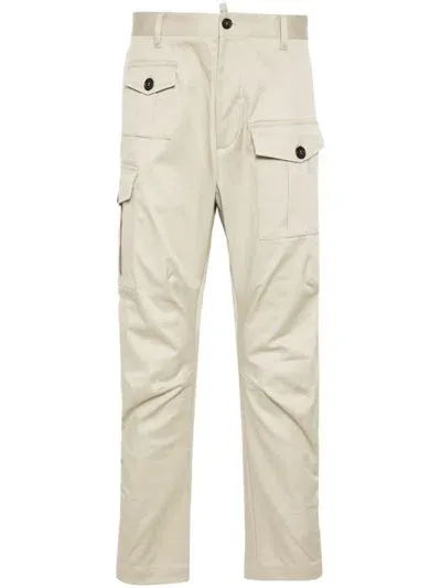 Dsquared2 Logo-plaque Cargo Pants In Neutrals