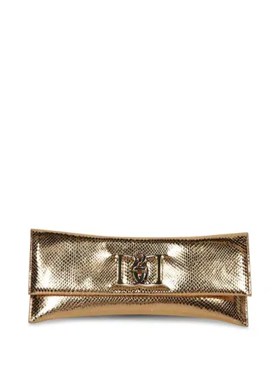 Dsquared2 Logo Plaque Foldover Top Clutch Bag In Oro