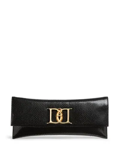 Dsquared2 Logo-plaque Leather Clutch Bag In Black