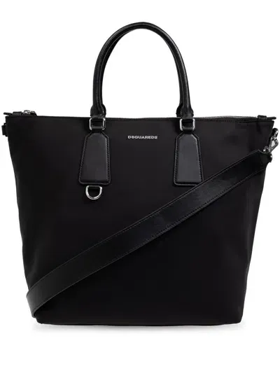 Dsquared2 Logo Plaque Top Handle Bag In Black