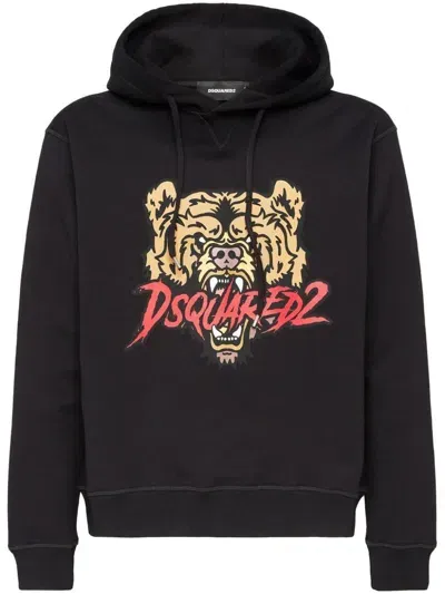 Dsquared2 Logo-print Cotton Hoodie In Black