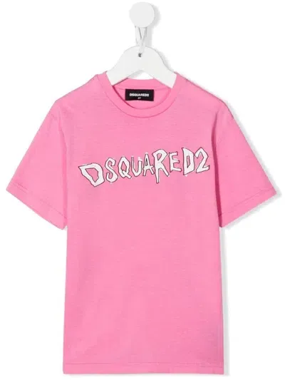 Dsquared2 Logo-print Cotton T-shirt In Pink