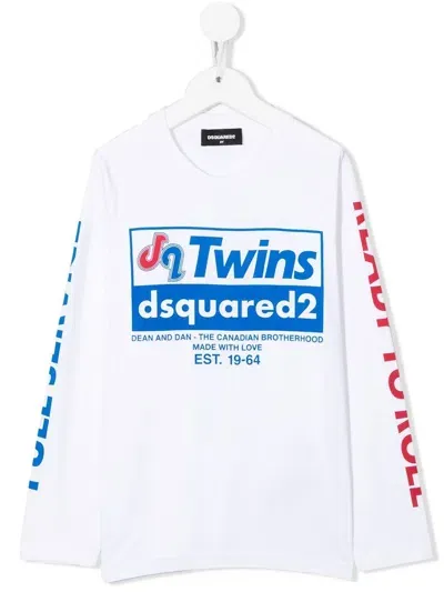 Dsquared2 Logo-print Long-sleeve T-shirt In White