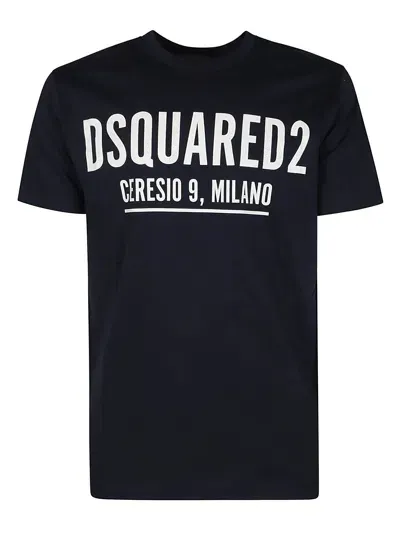 Dsquared2 Logo Print Regular T-shirt In Blu