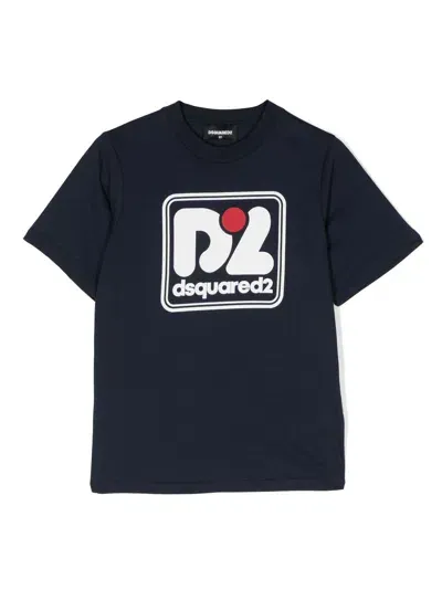 Dsquared2 Kids' Logo-print Short-sleeve T-shirt In Blue