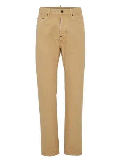 Dsquared2 Logo-print Straight-leg Trousers In Neutrals