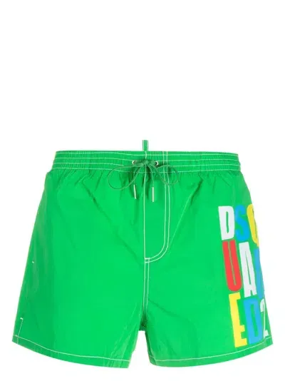 Dsquared2 Logo-print Swim Shorts In Grün