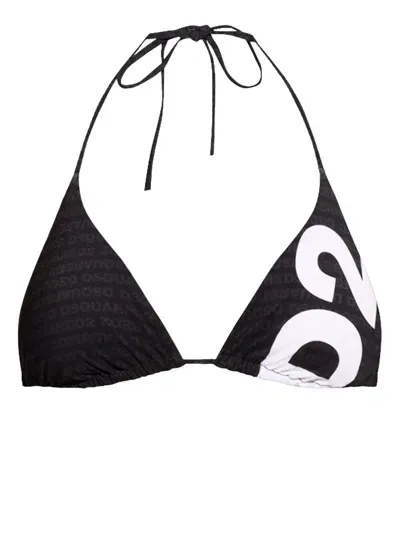 Dsquared2 Logo-print Triangle Bikini Set In Black