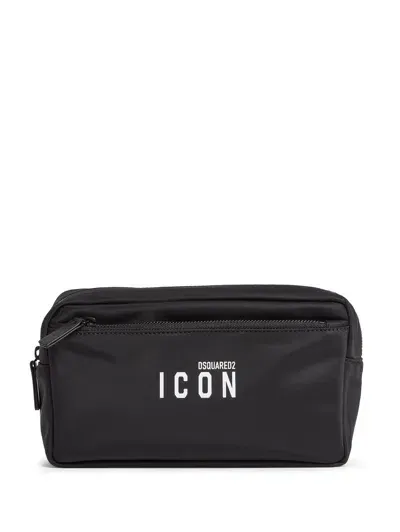 Dsquared2 Logo-print Wash Bag In Nero+nero