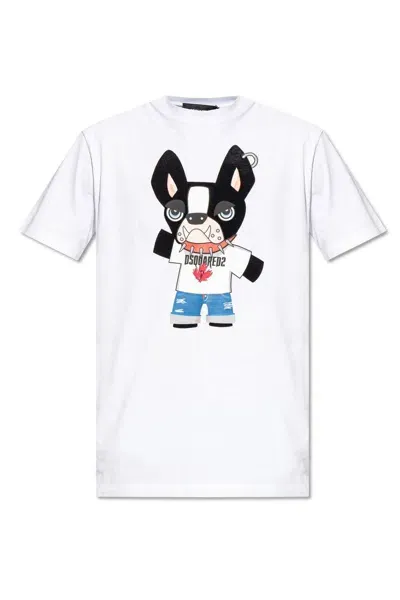 Dsquared2 Logo Printed Crewneck T-shirt In 白色