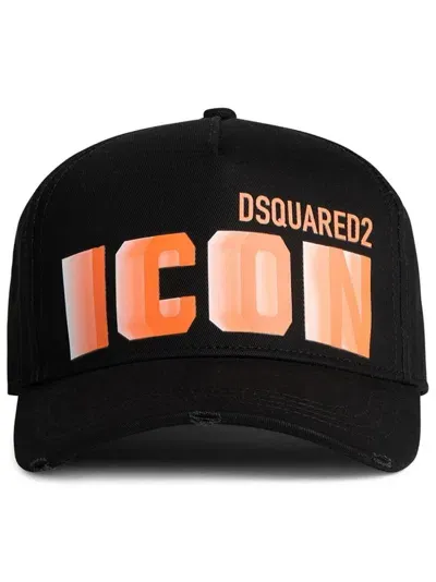 Dsquared2 Logo Printed Curved Peak Baseball Cap In Black