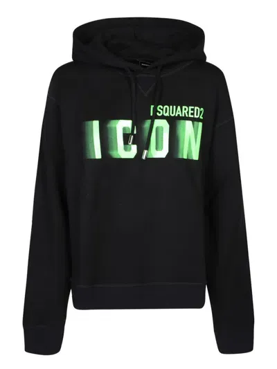 Dsquared2 Logo Printed Drawstring Hoodie In Black