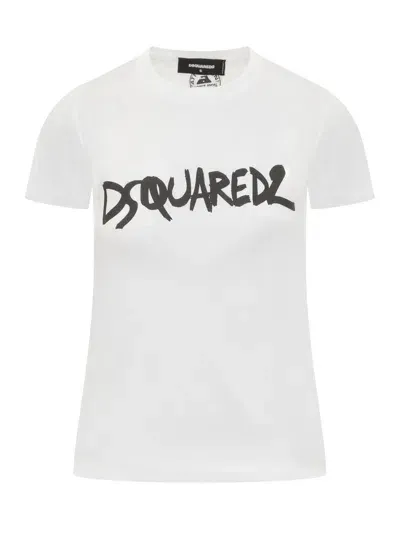 Dsquared2 Logo Printed Mini Fit T In White