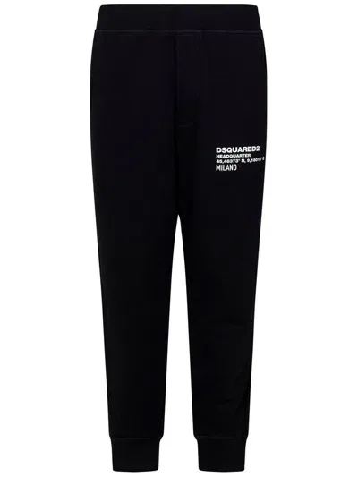 Dsquared2 Logo-printed Slim-cut Tapered Track Pants In Black