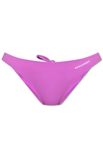 Dsquared2 Logo Printed Swim Bottoms In Purple