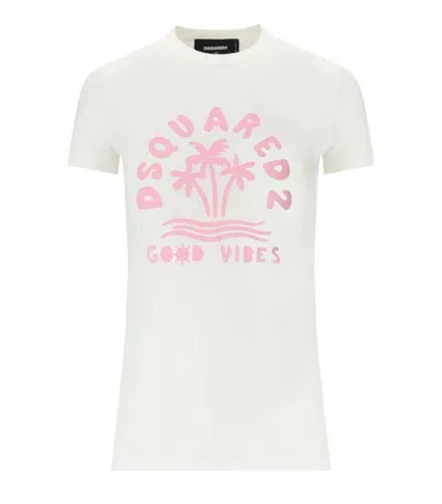 Dsquared2 Logo Printed T In Bianco