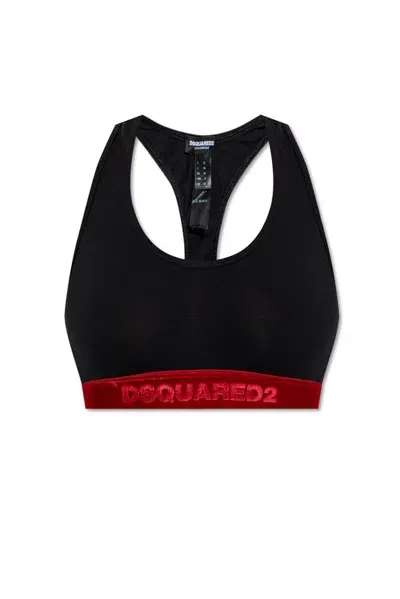 Dsquared2 Logo Waistband Bra In Black