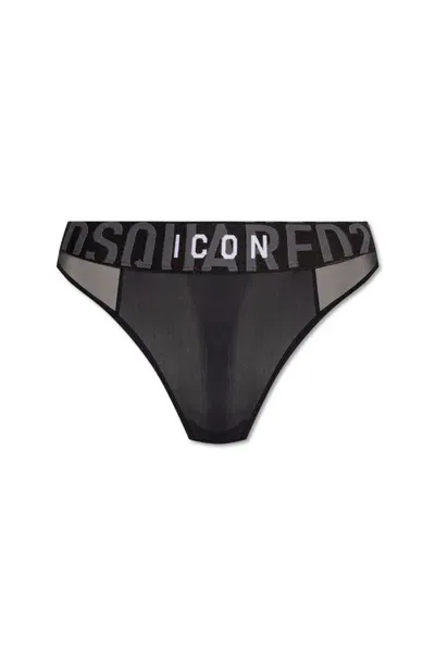 Dsquared2 Logo Waistband Briefs In Black