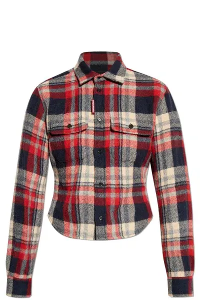 Dsquared2 Long Sleeved Checkered Buttoned Shirt In Multi