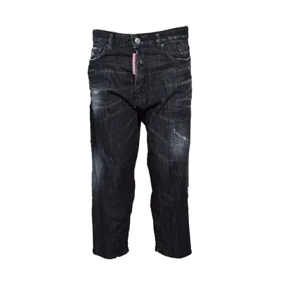 Dsquared2 Low-rise Distressed Cropped Jeans In Black