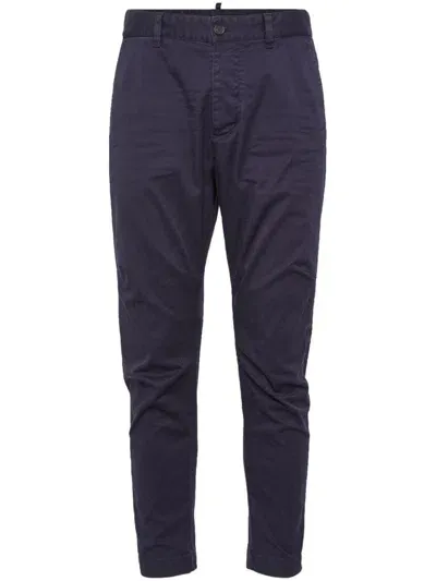 Dsquared2 Mid-rise Tapered Trousers In Blue