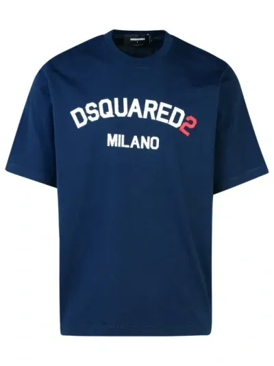 Dsquared2 Milano Navy Cotton T-shirt In Blue