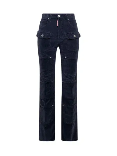 Dsquared2 Corduroy Cargo Pants In Blue