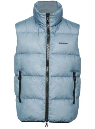 Dsquared2 Classic Puffer Vest In Blue