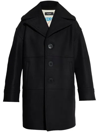 Dsquared2 Notched-lapels Coat In Black