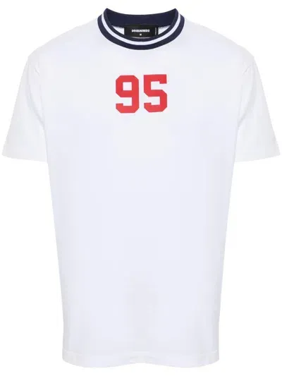 Dsquared2 Number-print Cotton T-shirt In White