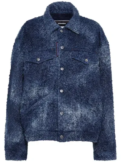 Dsquared2 Ombré-effect Single-breasted Jacket In Blue