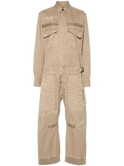 Dsquared2 Overdyed Military Jumpsuit In Color Carne Y Neutral