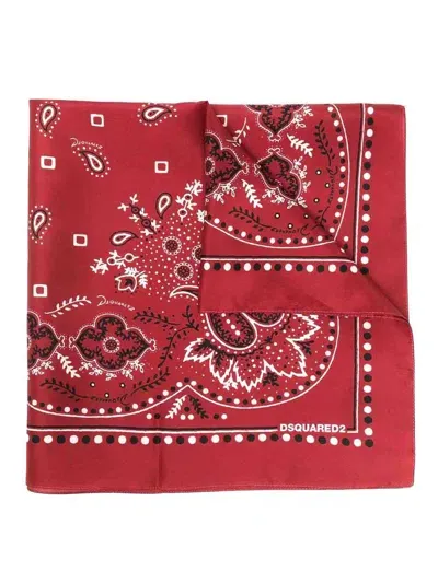 Dsquared2 Paisley-print Bandana Scarf In Dark Red