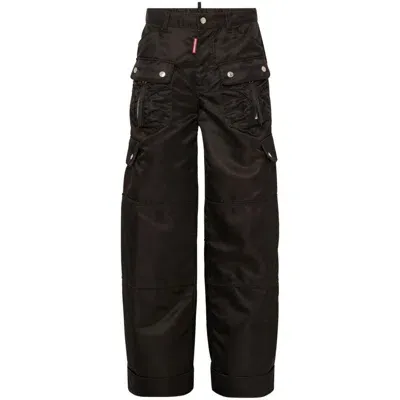 Dsquared2 Satin Cargo Trousers In Negro