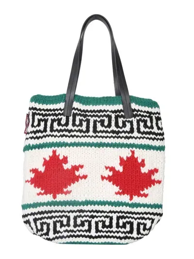 Dsquared2 Pattern Woven Shopper Tote Bag In Multi