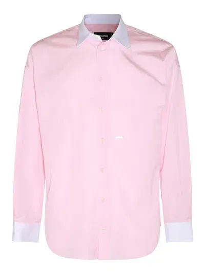 Dsquared2 Pink Cotton Shirt In Nude & Neutrals