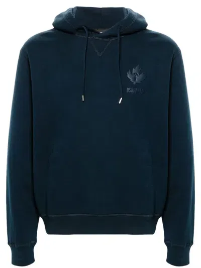 Dsquared2 Raised-logo Cotton Hoodie In Blue