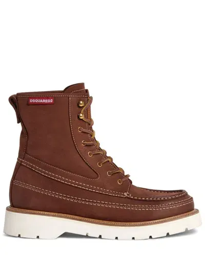 Dsquared2 Raised-seam Leather Boots In Brown