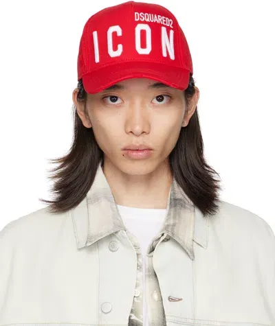 Dsquared2 Red Be Icon Baseball Cap In M818 Red