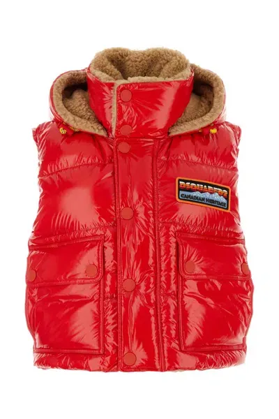 Dsquared2 Red Vynil Puffer Down Jacket In Multicolor