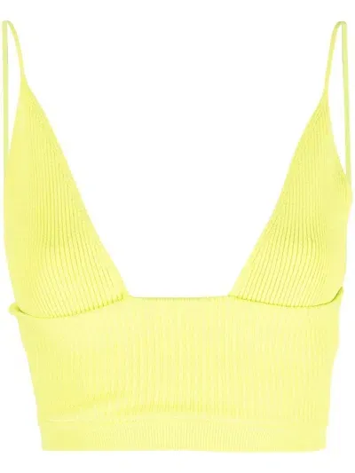 Dsquared2 Ribbed-knit Bralette Top In Yellow