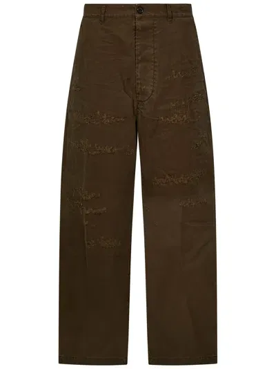 Dsquared2 Ripped Big Chino Trousers In Brown