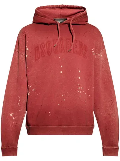 Dsquared2 Logo-print Cotton Hoodie In Red