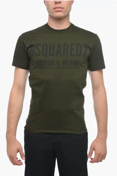 Dsquared2 Round Neck T-shirt With Logo Print In Green