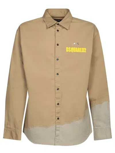 Dsquared2 Rugged Logo Beige Shirt