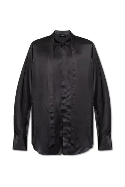 Dsquared2 Satin Sexy Tie Shirt In Black